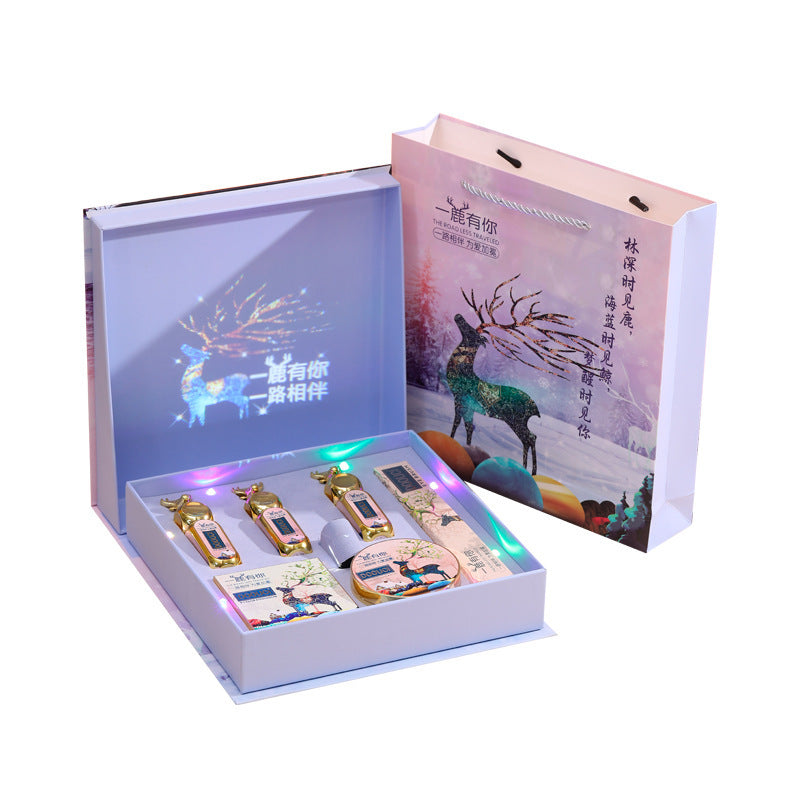 Makeup Box Lipstick Christmas All The Way With You Projection Light Music National Style Elk Gift Box Girlfriend Birthday Gift