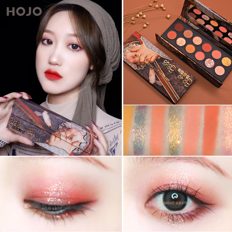 【Clearance Sale】Domestic Makeup Hojo Chinese Style Oil Painting Eyeshadow Palette, Dual-Use For Dry And Wet, 12 Colors, Same As On Douyin
