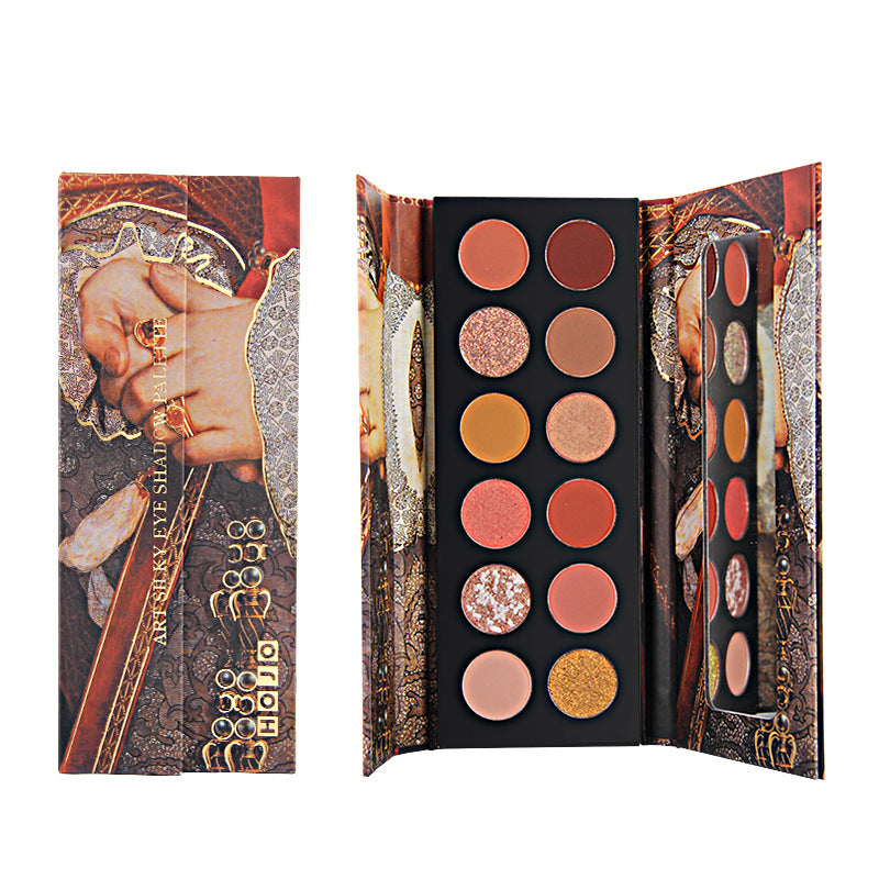 【Clearance Sale】Domestic Makeup Hojo Chinese Style Oil Painting Eyeshadow Palette, Dual-Use For Dry And Wet, 12 Colors, Same As On Douyin