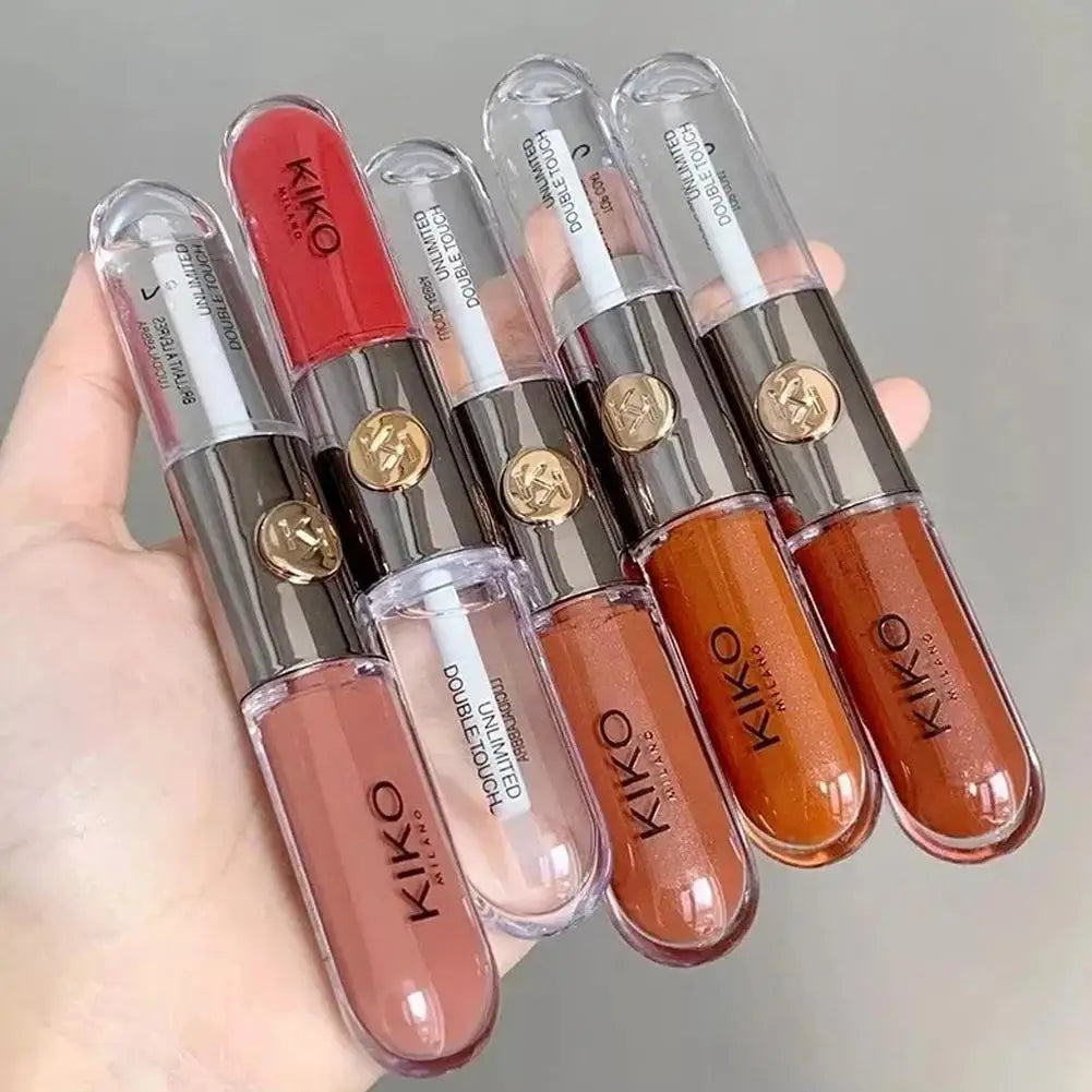 [Brand Authorization] Kiko Double-Ended Lip Glaze Double-Ended Lip Gloss 6g Summer Long-Lasting Non-Stick Mirror Lipstick Bean Paste