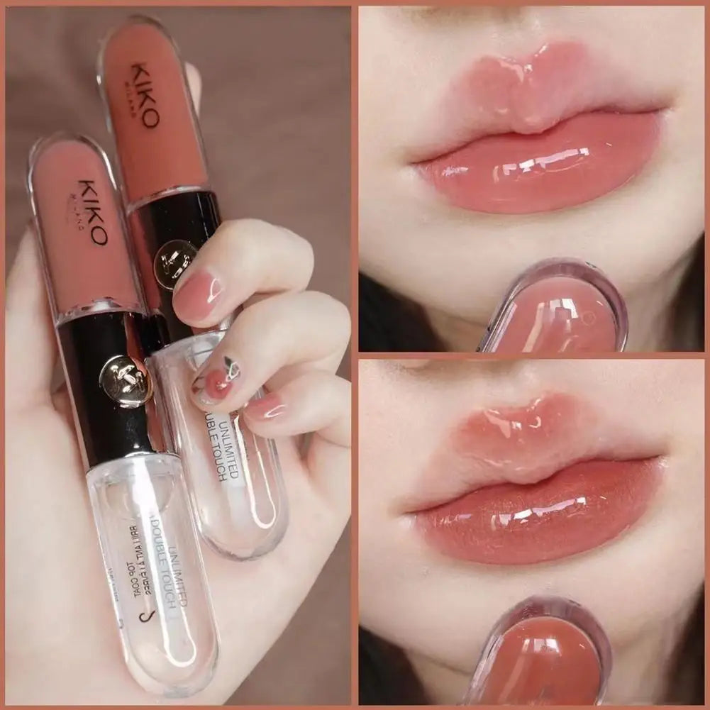 [Brand Authorization] Kiko Double-Ended Lip Glaze Double-Ended Lip Gloss 6g Summer Long-Lasting Non-Stick Mirror Lipstick Bean Paste