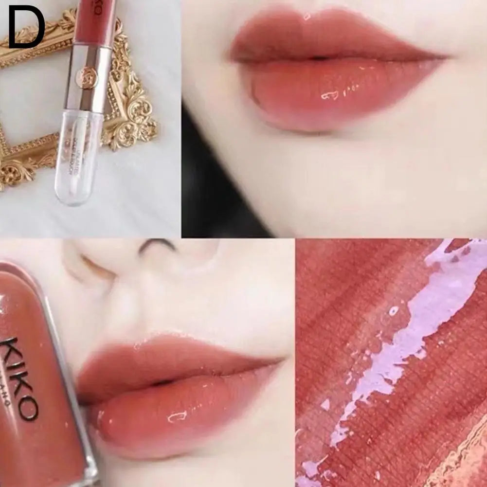 [Brand Authorization] Kiko Double-Ended Lip Glaze Double-Ended Lip Gloss 6g Summer Long-Lasting Non-Stick Mirror Lipstick Bean Paste