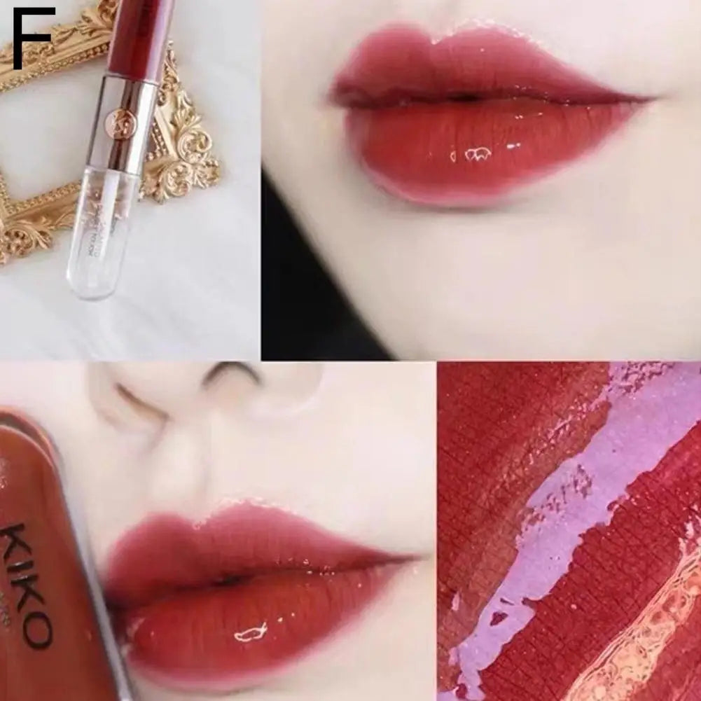 [Brand Authorization] Kiko Double-Ended Lip Glaze Double-Ended Lip Gloss 6g Summer Long-Lasting Non-Stick Mirror Lipstick Bean Paste
