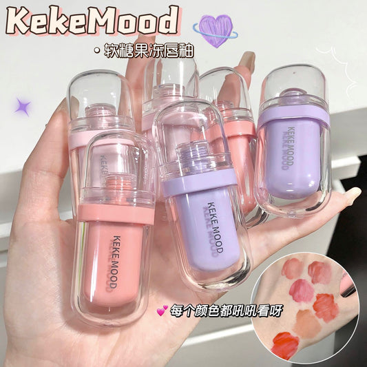 Kekemood Gummy Lip Glaze Mirror Water Gloss Moisturizing Lip Jelly Glass Lipstick Not Easy To Stick To The Cup To Whiten Students