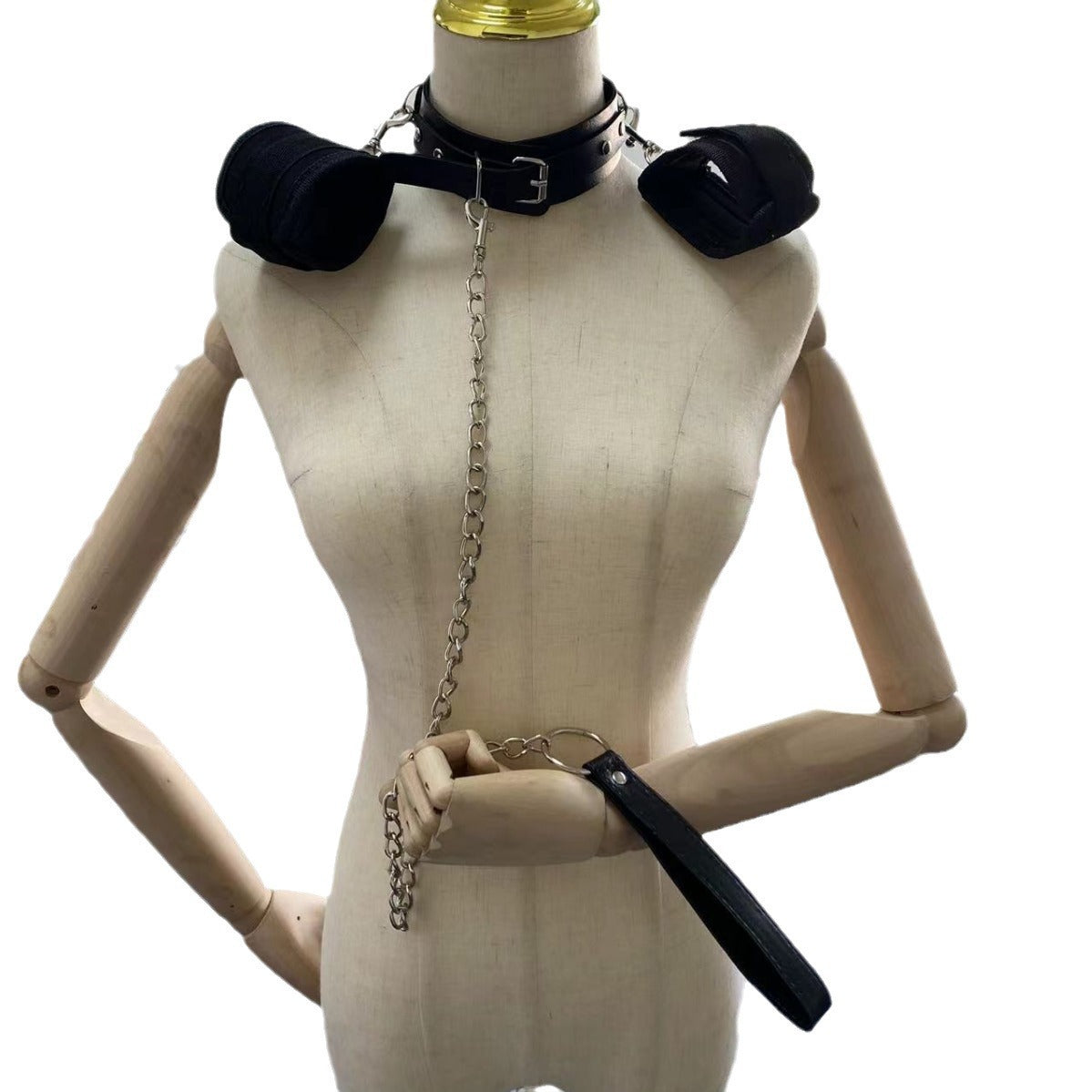 SM Adjustable Handcuffs Neck Collar Chain Strap Back Court With Hook Suit Sex Toys Sex Toys