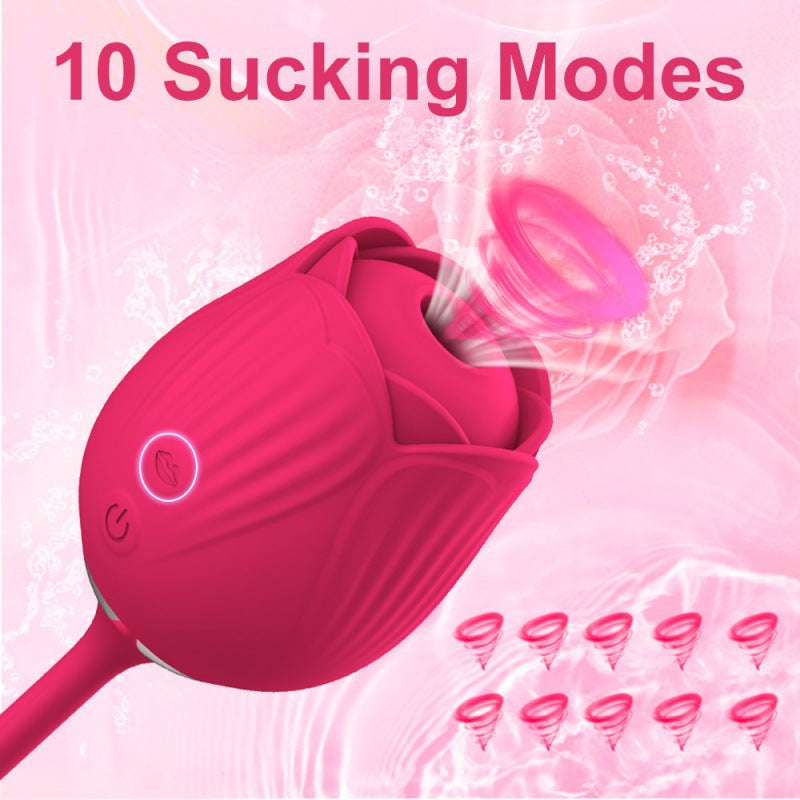 Rose Full Court Flower 2 Generation Double Head Sucking Vibration Retractable Sex Products Female Masturbation Fun Adult Products Female