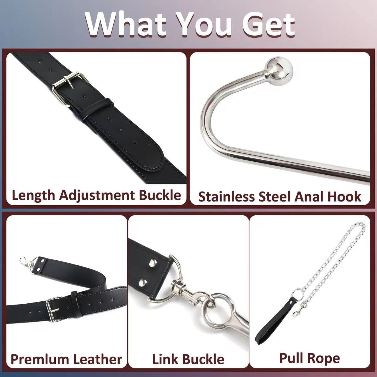 SM Adjustable Handcuffs Neck Collar Chain Strap Back Court With Hook Suit Sex Toys Sex Toys