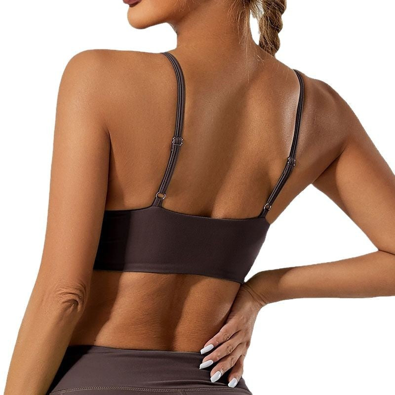 Cross-Border European And American Nude Fitness Yoga Clothing Set Sexy Beautiful Back Sports Bra Running Yoga Sports Suit For Women