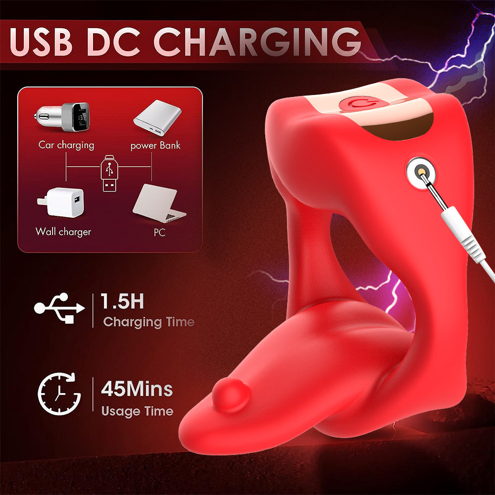 Amazon Men's Tongue Big Mouth Lock Ring Vibration APP Men's APP Remote Control Masturbation Sex Toys