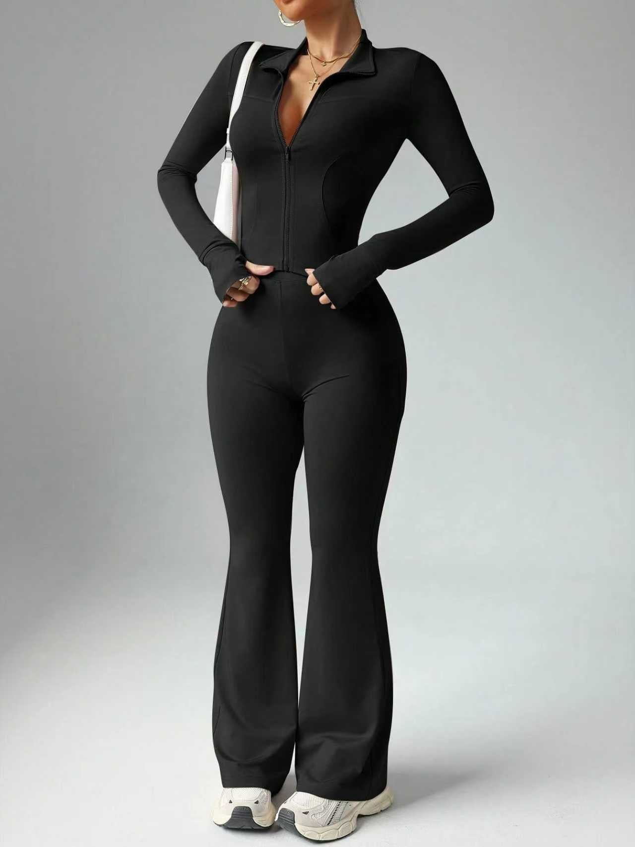 Pinyi's New High-End Yoga Clothing Set For Women, Tight-Fitting And Seamless, Sexy Long-Sleeved Fitness Suit