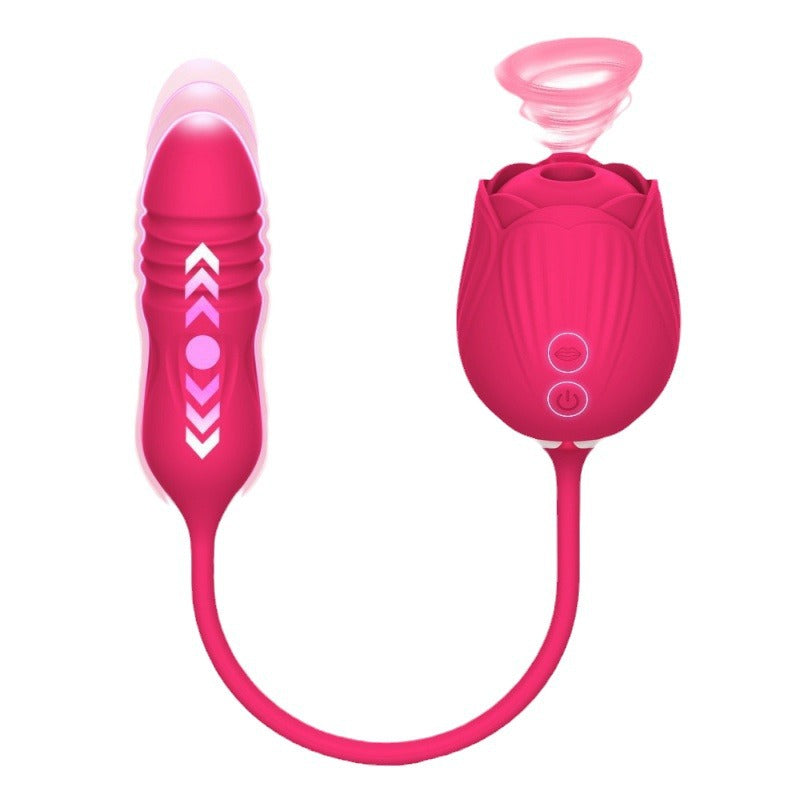 Rose Full Court Flower 2 Generation Double Head Sucking Vibration Retractable Sex Products Female Masturbation Fun Adult Products Female
