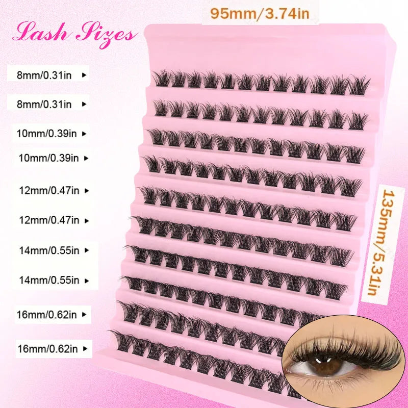 DIY Eyelash Extension Kit Individual Lashes Cluster Mix Lash Clusters with Lash Bond and Seal and Lash Accessories