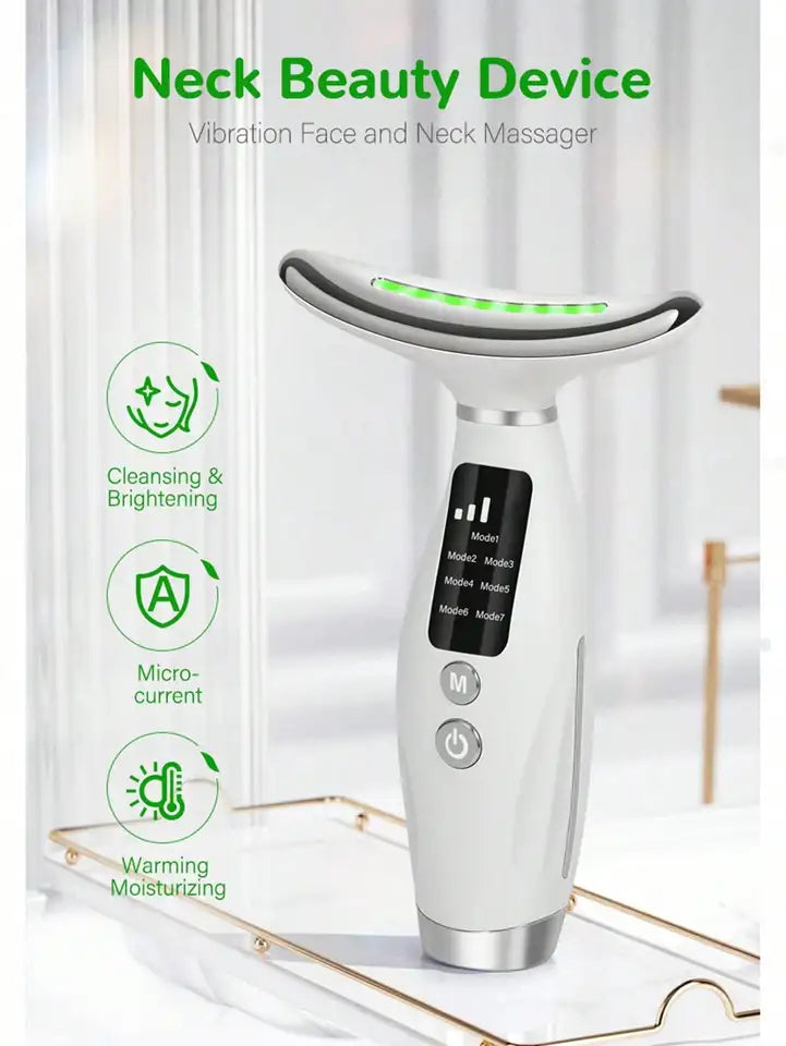 Beauty Instrument for Jawline Lifting and Neck Skin Firming, 7 Speeds Adjustment LED Light Therapy, Home Spa Equipment