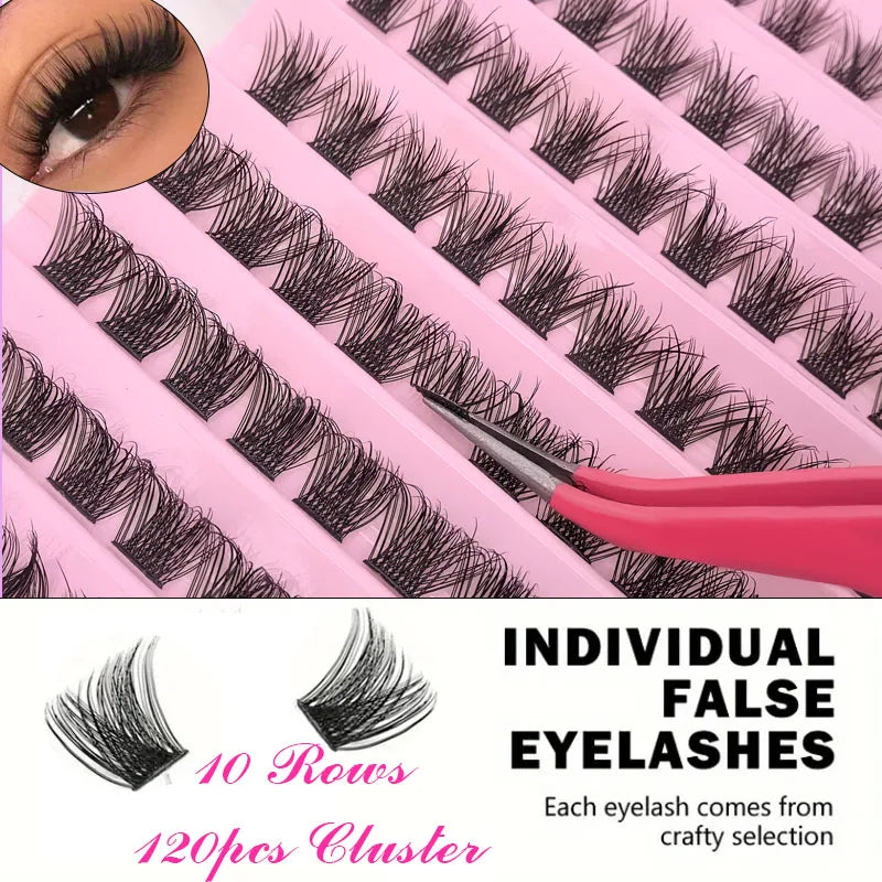 DIY Eyelash Extension Kit Individual Lashes Cluster Mix Lash Clusters with Lash Bond and Seal and Lash Accessories